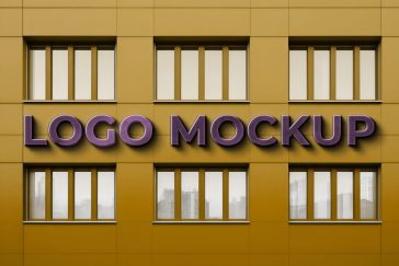 Free Building Facade Logo Mockup PSD