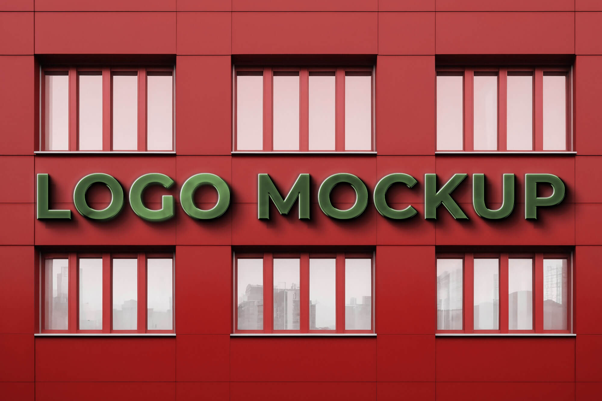 Free Building Facade Logo Mockup PSD