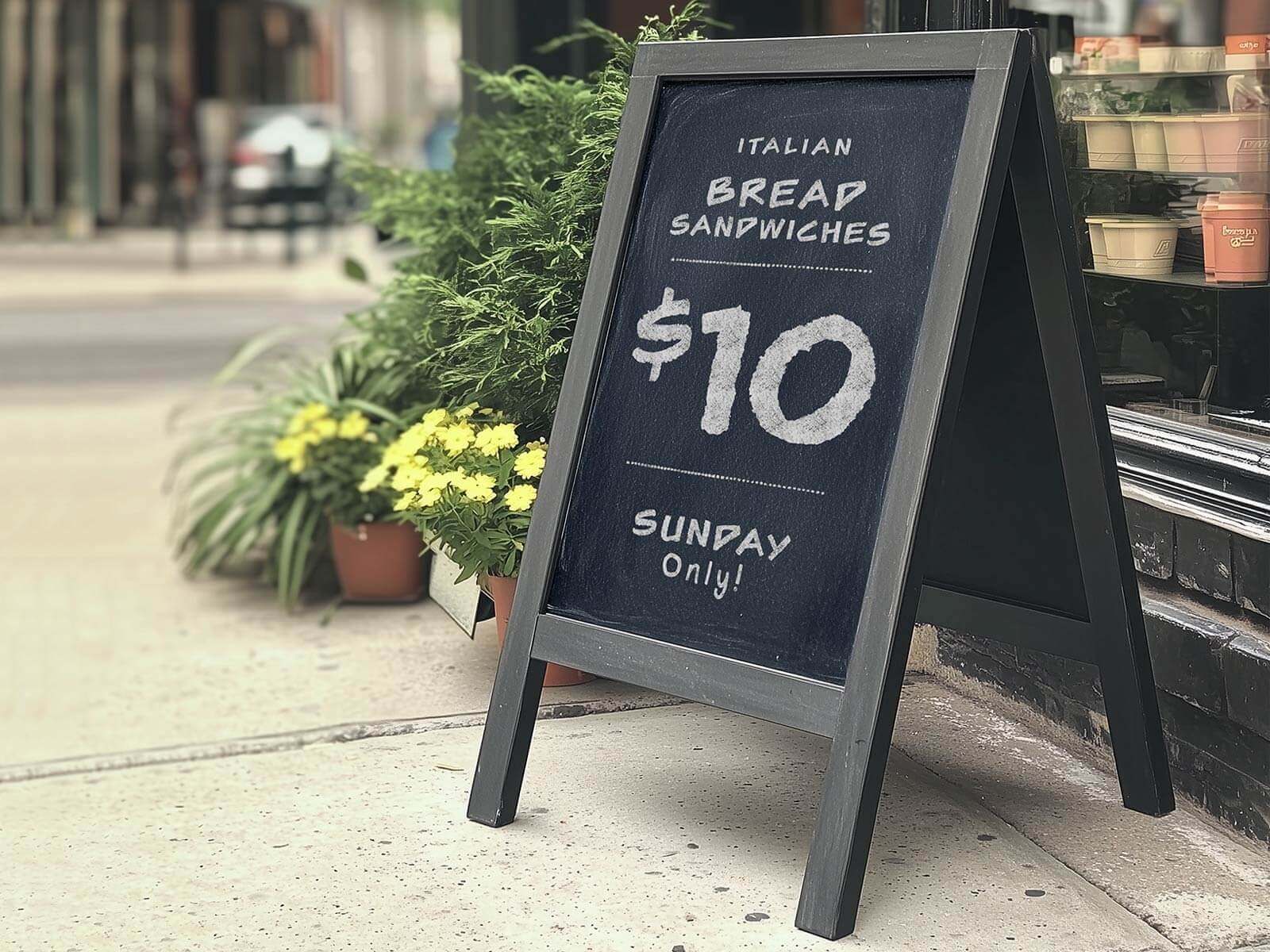 Free Chalkboard A-Frame Stand Mockup PSD