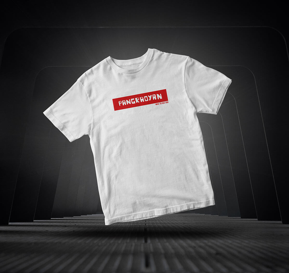 Free Floating Short Sleeves T-Shirt Mockup PSD