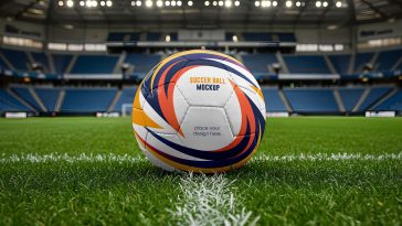 Free Soccer /Football On Ground Mockup PSD