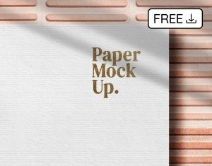 Free Gold Foil Printing On White Paper Logo Mockup PSD