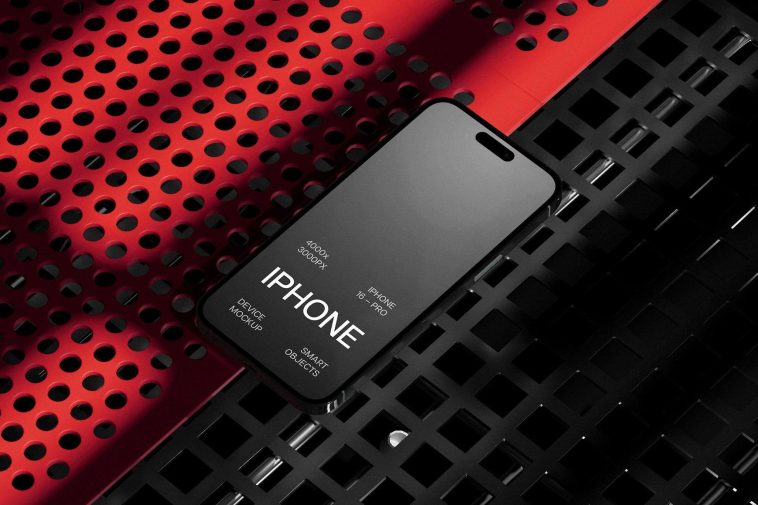 Free Perspective iPhone 16 Pro Mockup PSD