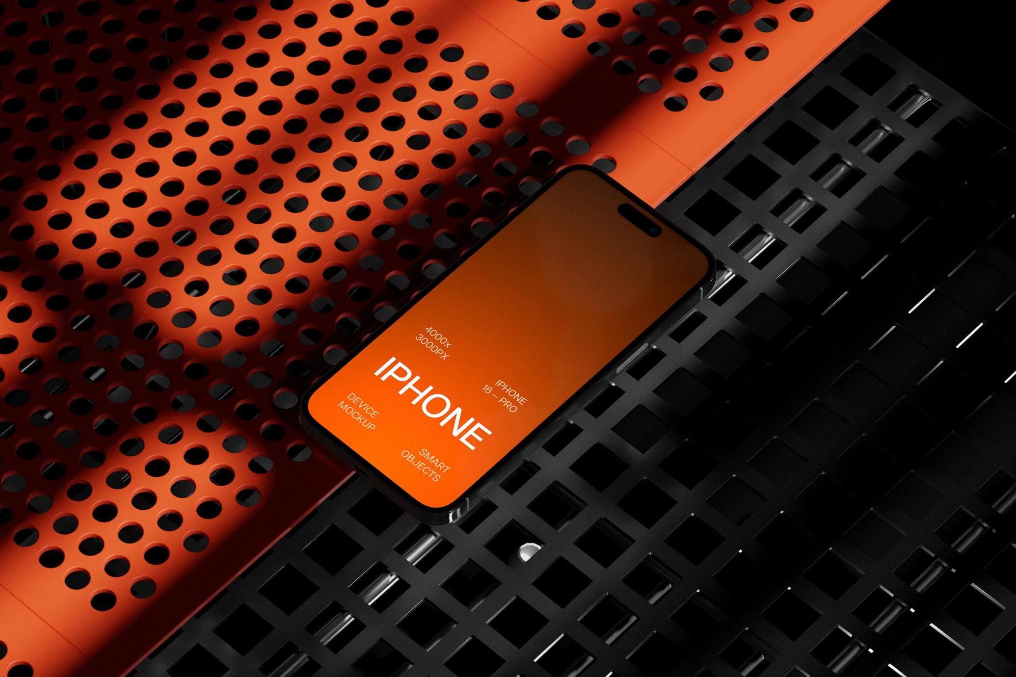 Free Perspective iPhone 16 Pro Mockup PSD