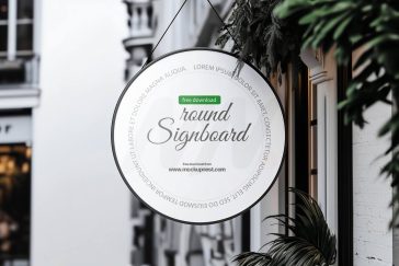 Free Hanging Round Signboard Mockup PSD