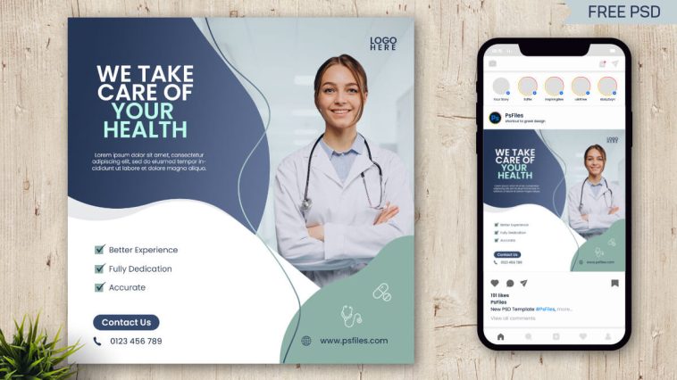 Free Health Care Instagram Post Design Template PSD