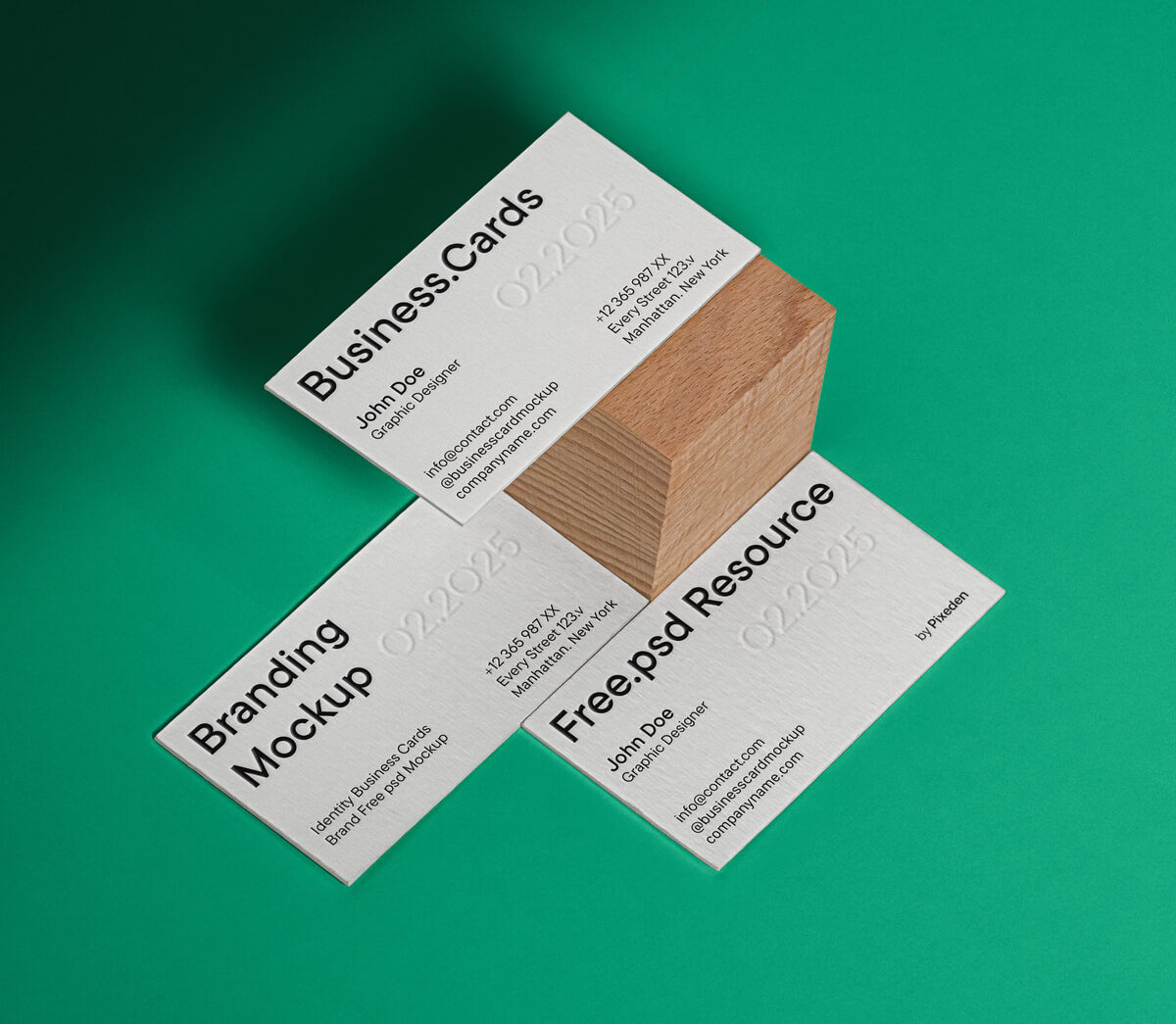 Free Identity Thick Business Cards Mockup PSD