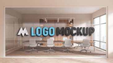 Free Office Meeting Room Logo Mockup PSD