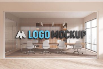 Free Office Meeting Room Logo Mockup PSD