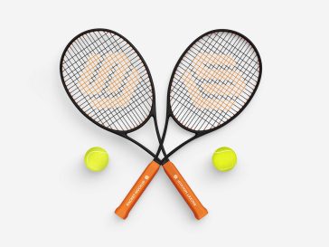 Free Professional Tennis Rackets And Ball Mockup PSD