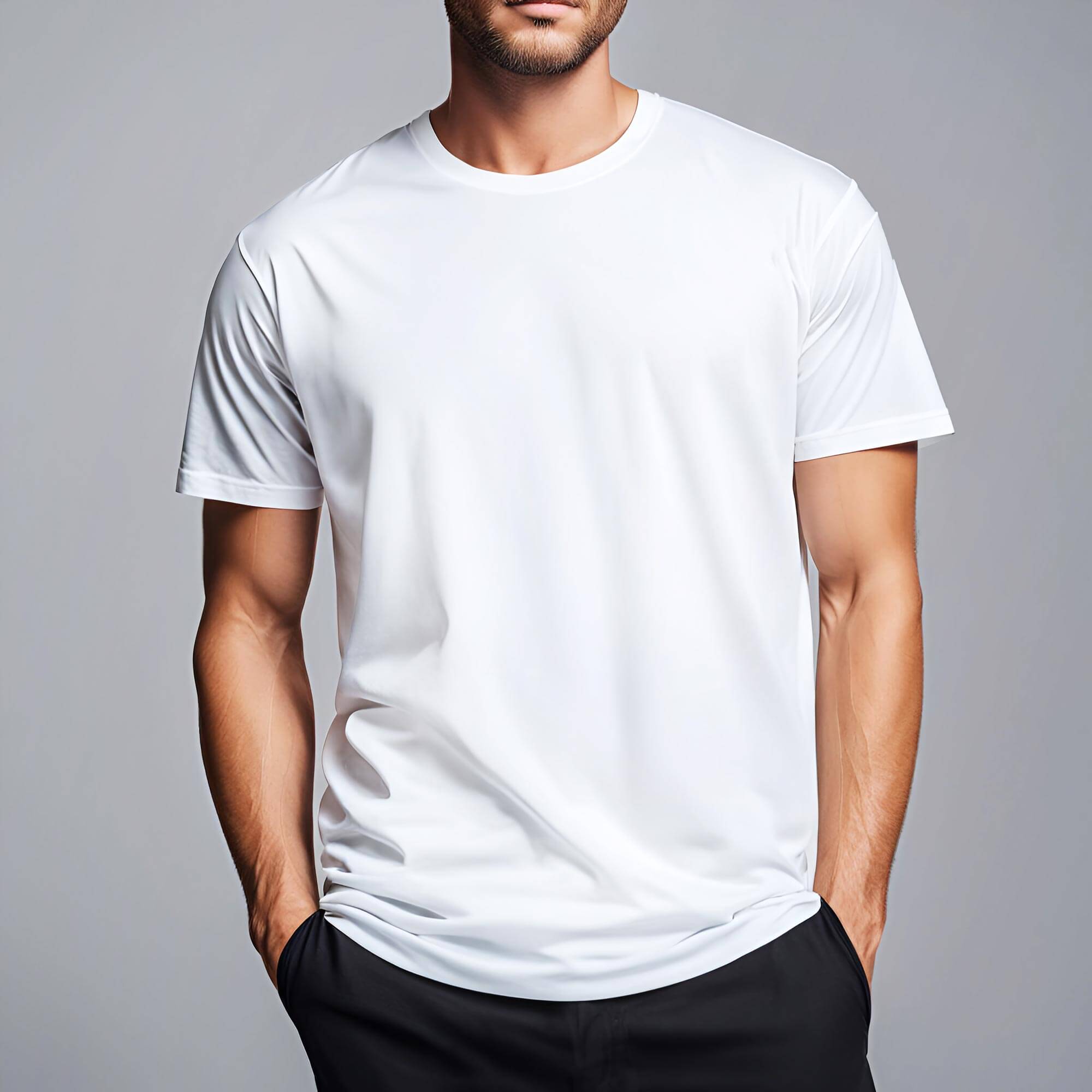 Free Standing Man T-shirt Mockup PSD