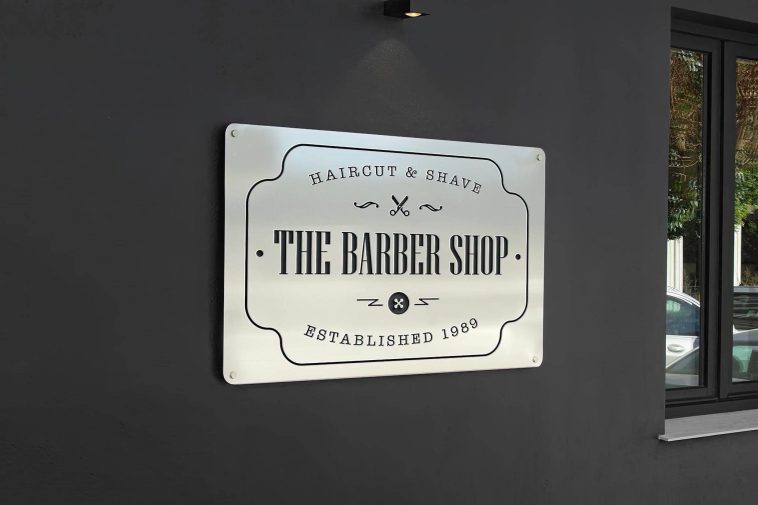 Free Storefront Plaque Sign Nameplate Mockup PSD