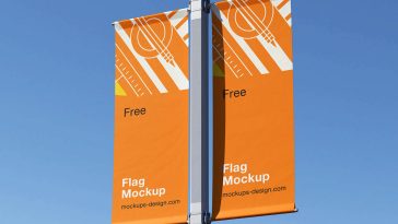Free Street Pole Flag Banner Mockup PSD Set