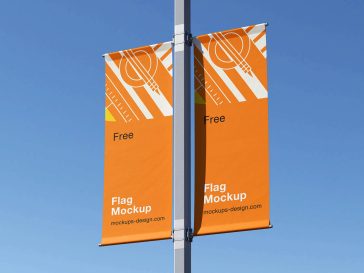 Free Street Pole Flag Banner Mockup PSD Set