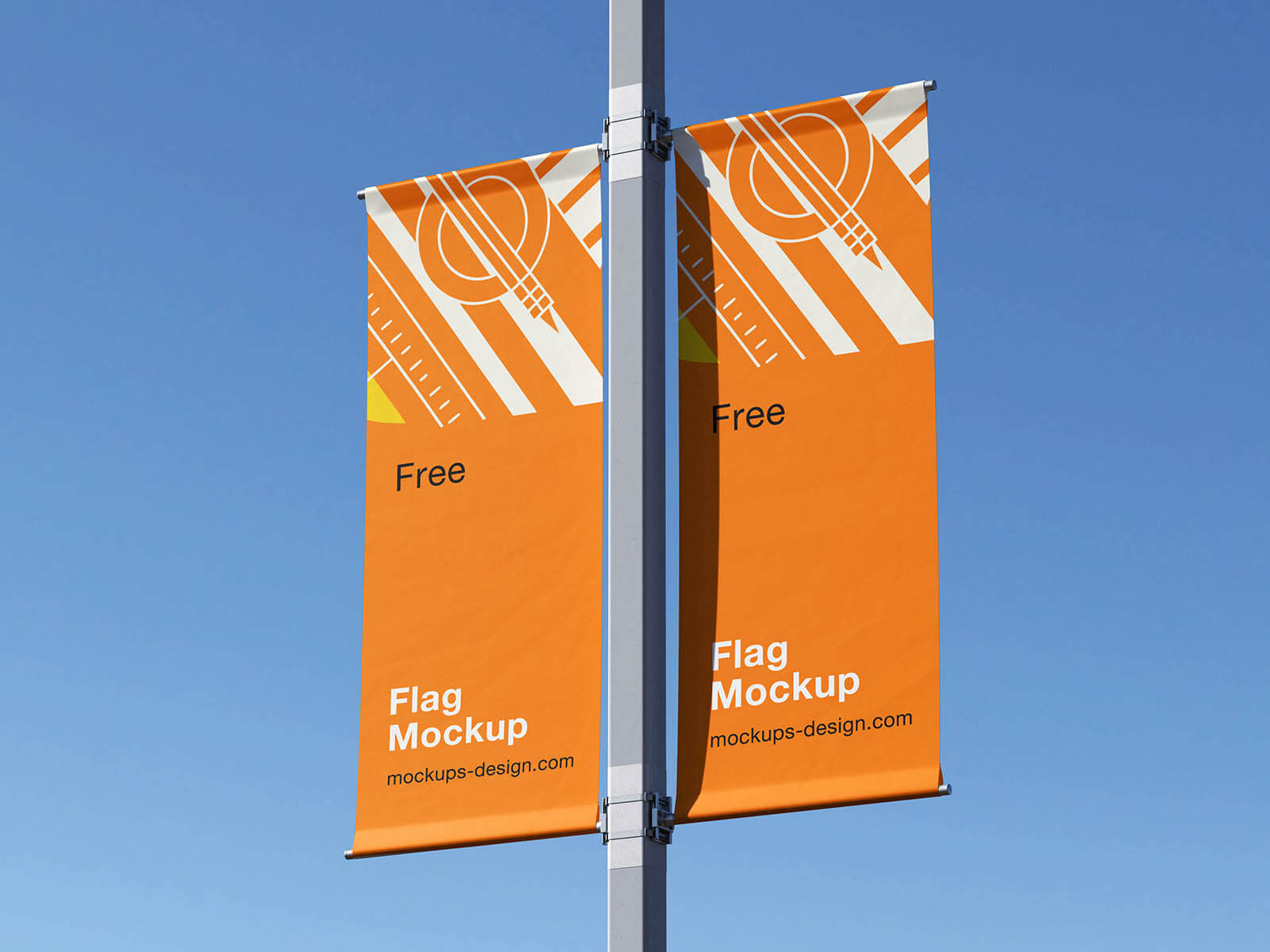 Free Street Pole Flag Banner Mockup PSD Set