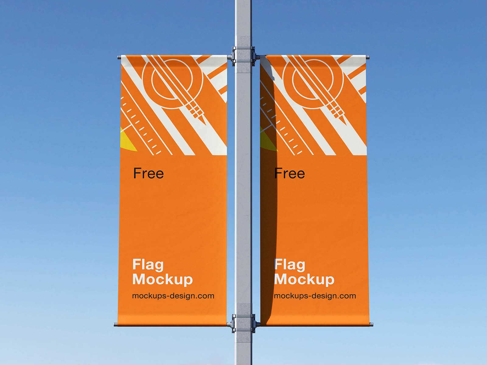 Free Street Pole Flag Banner Mockup PSD Set