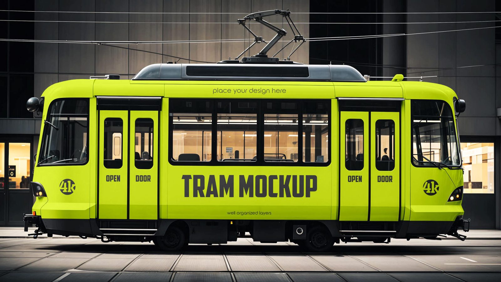 Free Tram Mockup PSD
