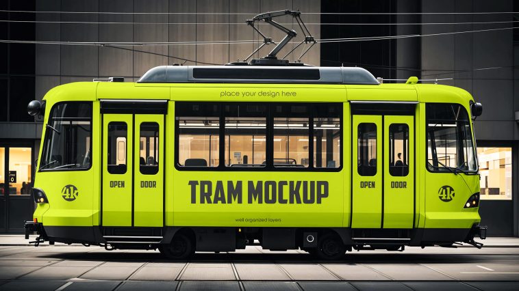 Free Tram Mockup PSD