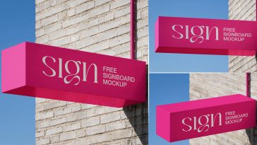 3 Free Vibrant Signboard Mockup PSD