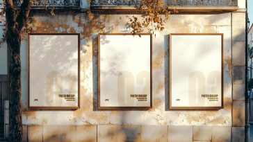 Free Vibrant Triple Street Poster Mockup PSD