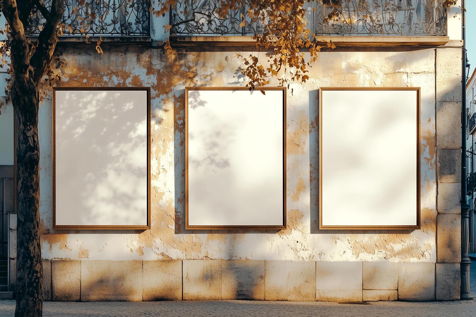 Free Vibrant Triple Street Poster Mockup PSD