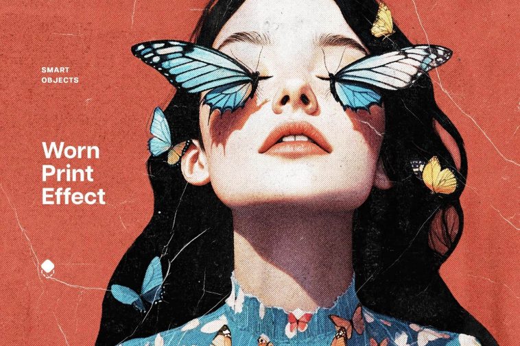 Free Vintage Worn Print Effect PSD