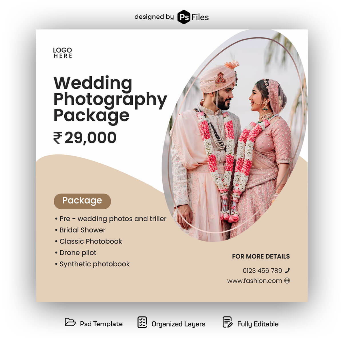 Free Wedding Photography Social Media Post PSD Template