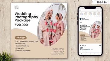 Free Wedding Photography Social Media Post PSD Template
