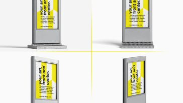 4 Free Stand Alone Citylight Mupi Mockup PSD Files