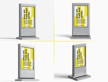 4 Free Stand Alone Citylight Mupi Mockup PSD Files