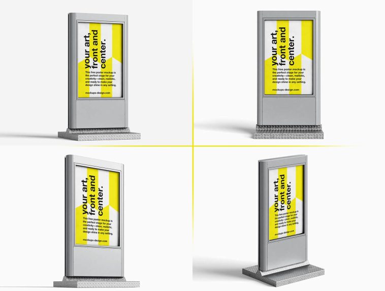 4 Free Stand Alone Citylight Mupi Mockup PSD Files