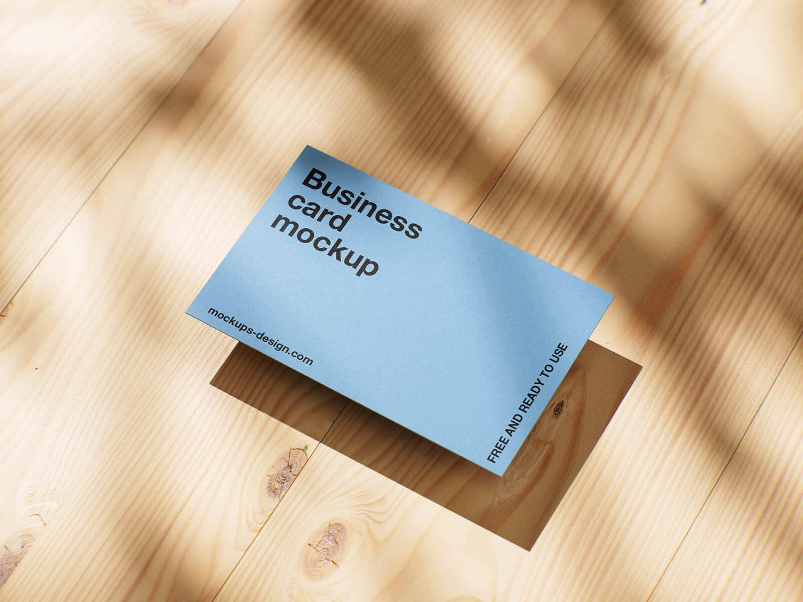 5 Free Business Cards On Wooden Planks Mockup PSD Files