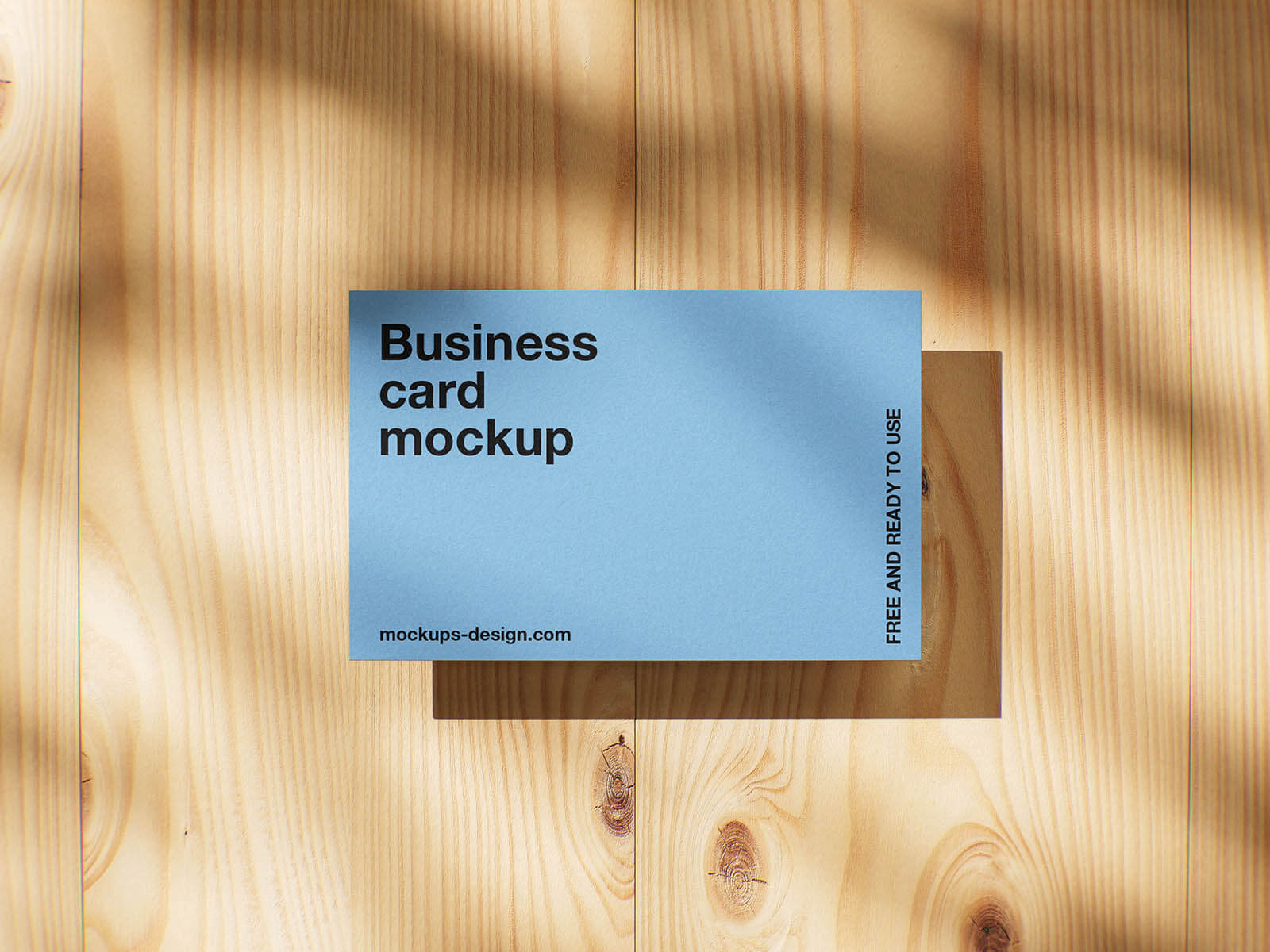 5 Free Business Cards On Wooden Planks Mockup PSD Files