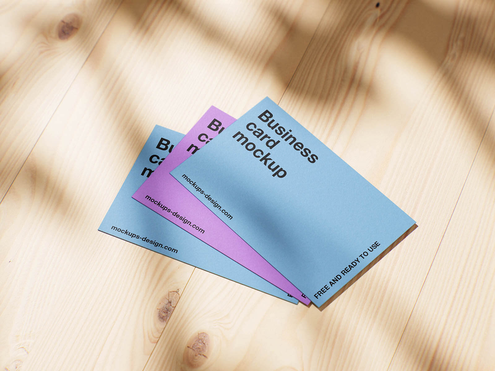 5 Free Business Cards On Wooden Planks Mockup PSD Files