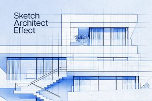 Free Architectural Sketch Photo Effect PSD