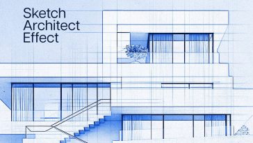 Free Architectural Sketch Photo Effect PSD