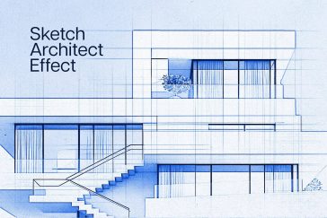 Free Architectural Sketch Photo Effect PSD