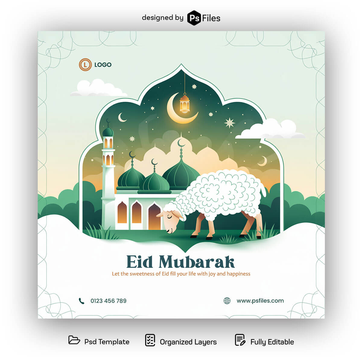 Free Bakridh Social Media Poster PSD Template