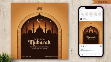 Free Elegant Eid Al-Adha Social Media PSD Template Download