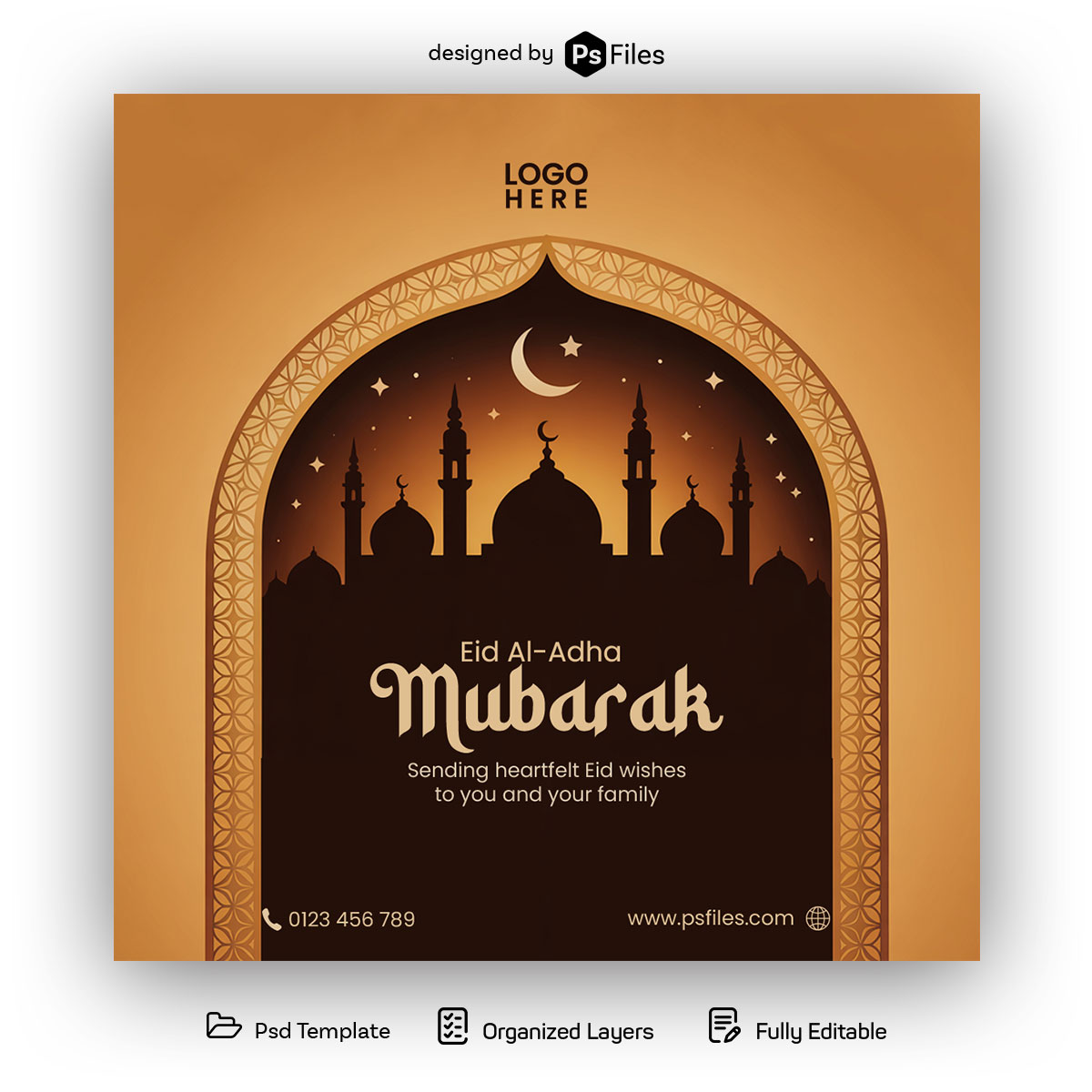 Free Elegant Eid Al-Adha Social Media PSD Template Download

