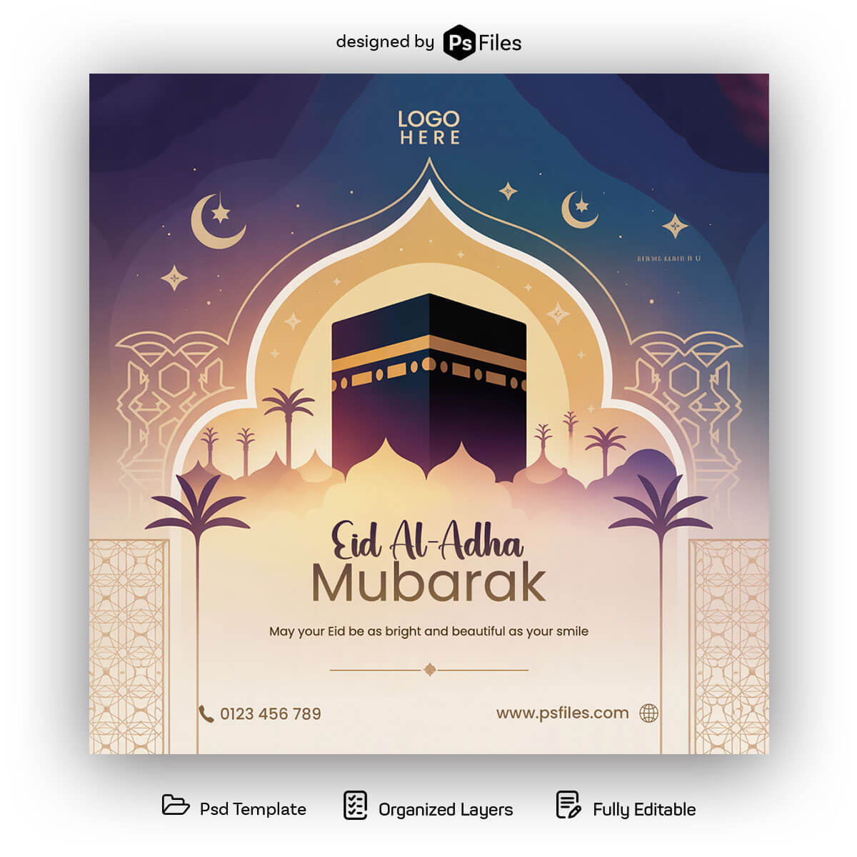 Free Eid Al-Adha Social Media Poster PSD Template Download