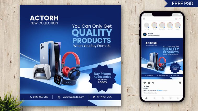 Free Electronics Product Sales Instagram Post Design Template PSD