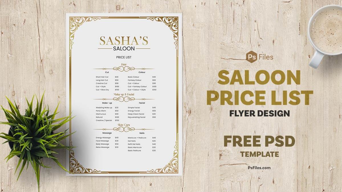 Free Elegant Salon Price List Flyer PSD Template