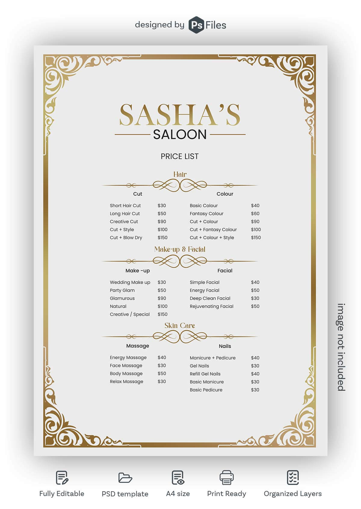 Free Elegant Salon Price List Flyer PSD Template