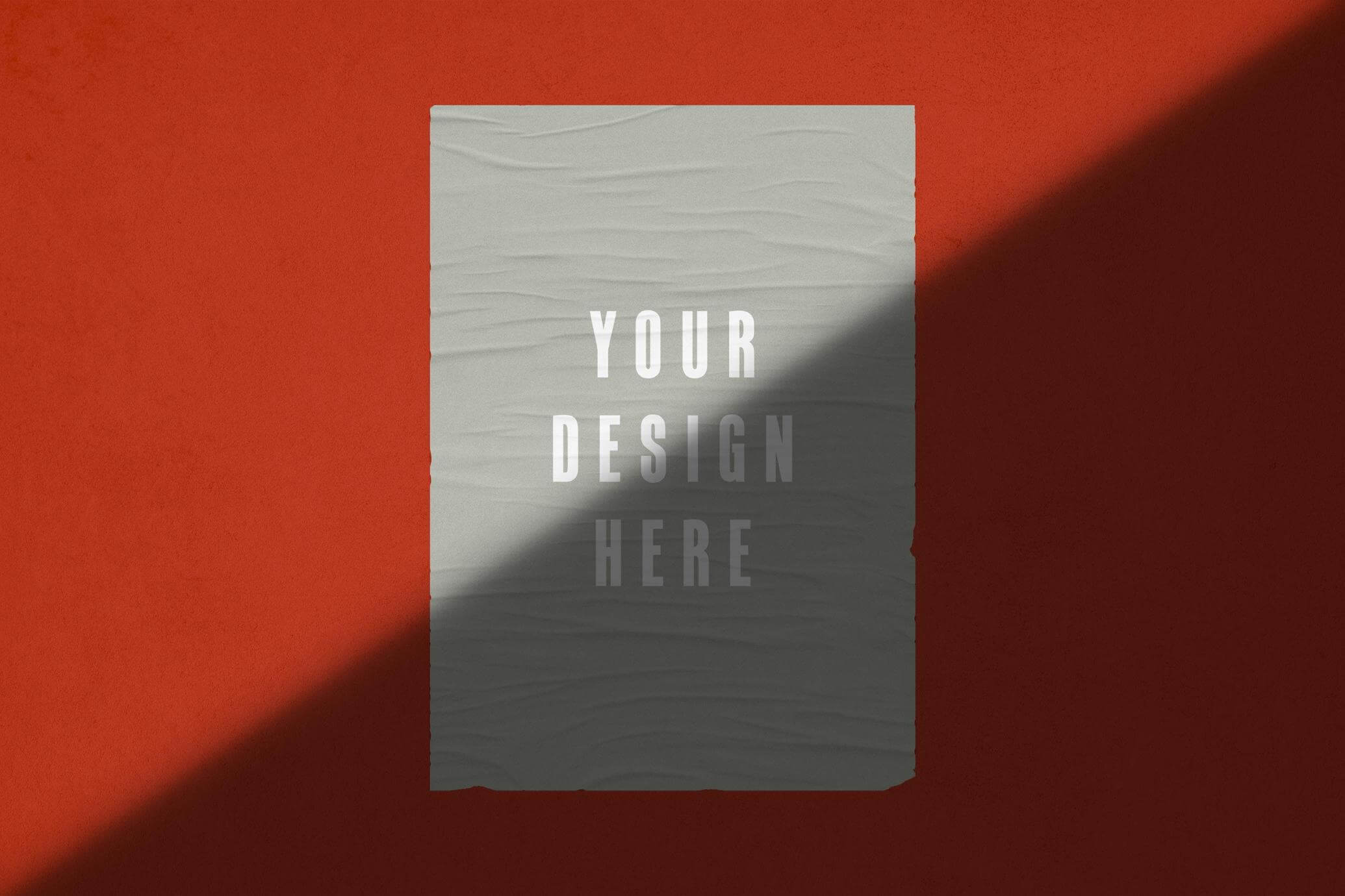 Free Glued Poster Mockup with Shadow Overlay PSD