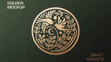 Free Gold Pressed Logo Mockup PSD