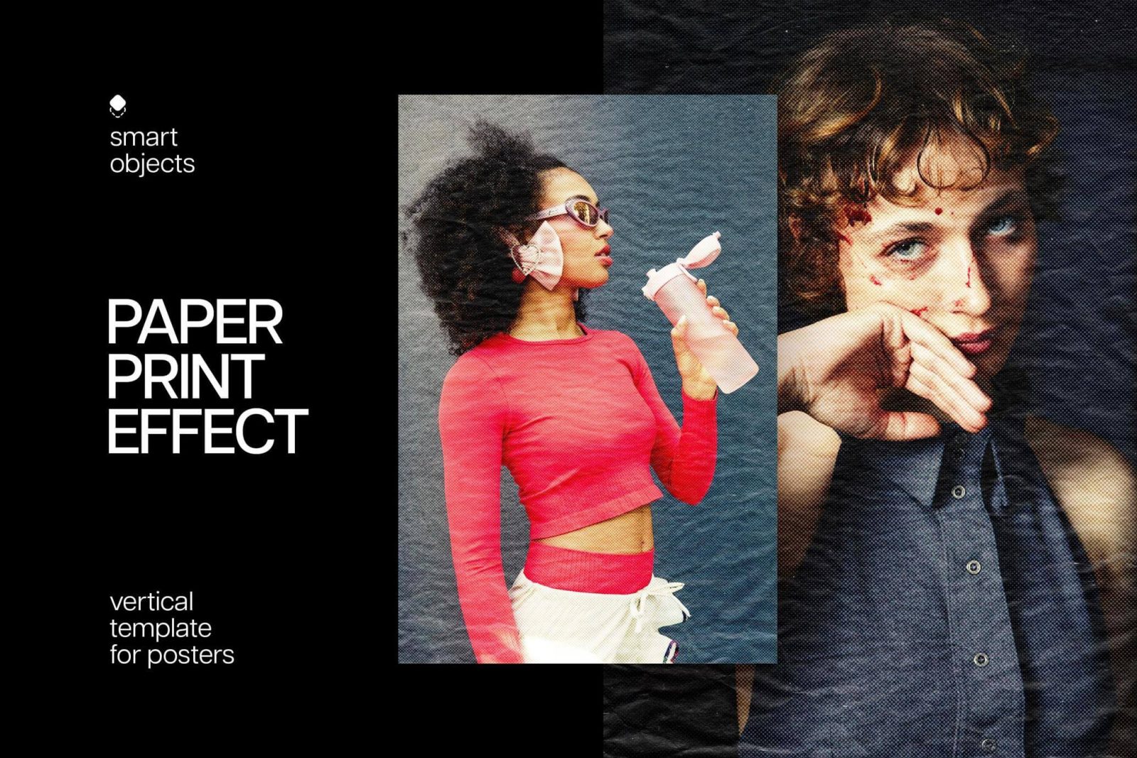 Free Halftone Paper Poster Effect PSD