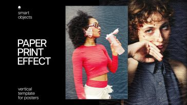 Free Halftone Paper Poster Effect PSD