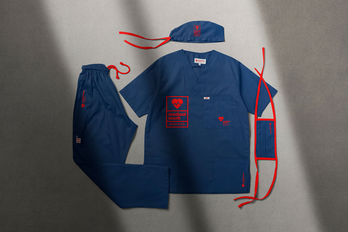 Free Healthcare Branding Medical Scrubs Mockup PSD