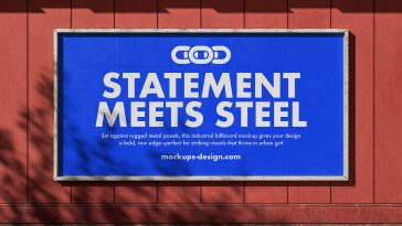 Free Industrial Billboard On Metal Panels Mockup PSD